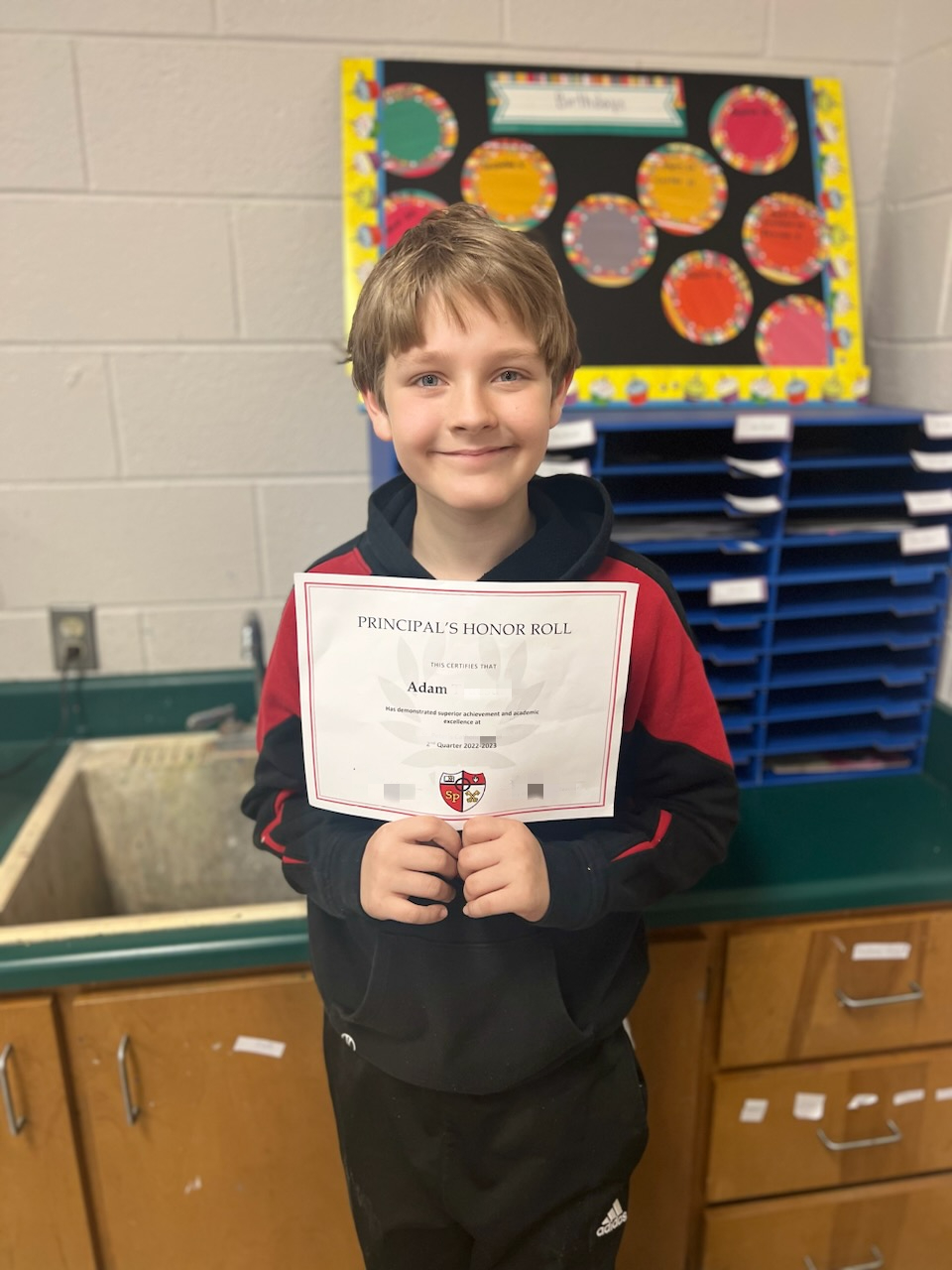 Adam made the Honor Roll