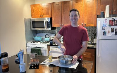 Sean making waffles on Saturday morning